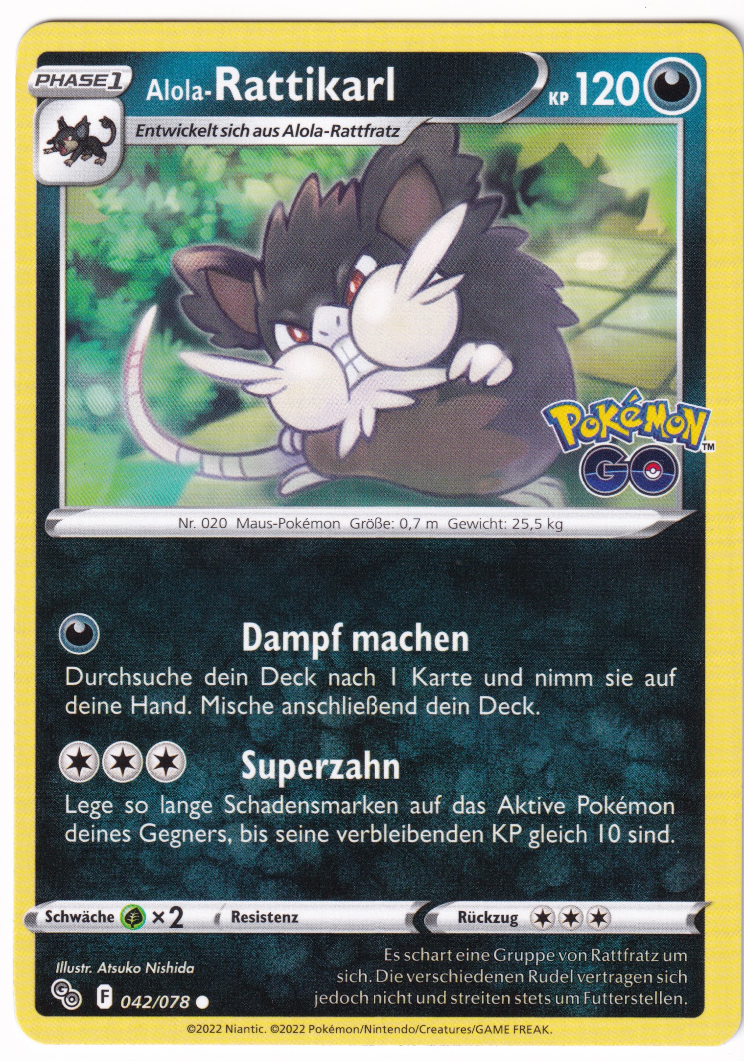 Alola-Rattikarl 042 /78 Common - Pokemon Go Deutsch