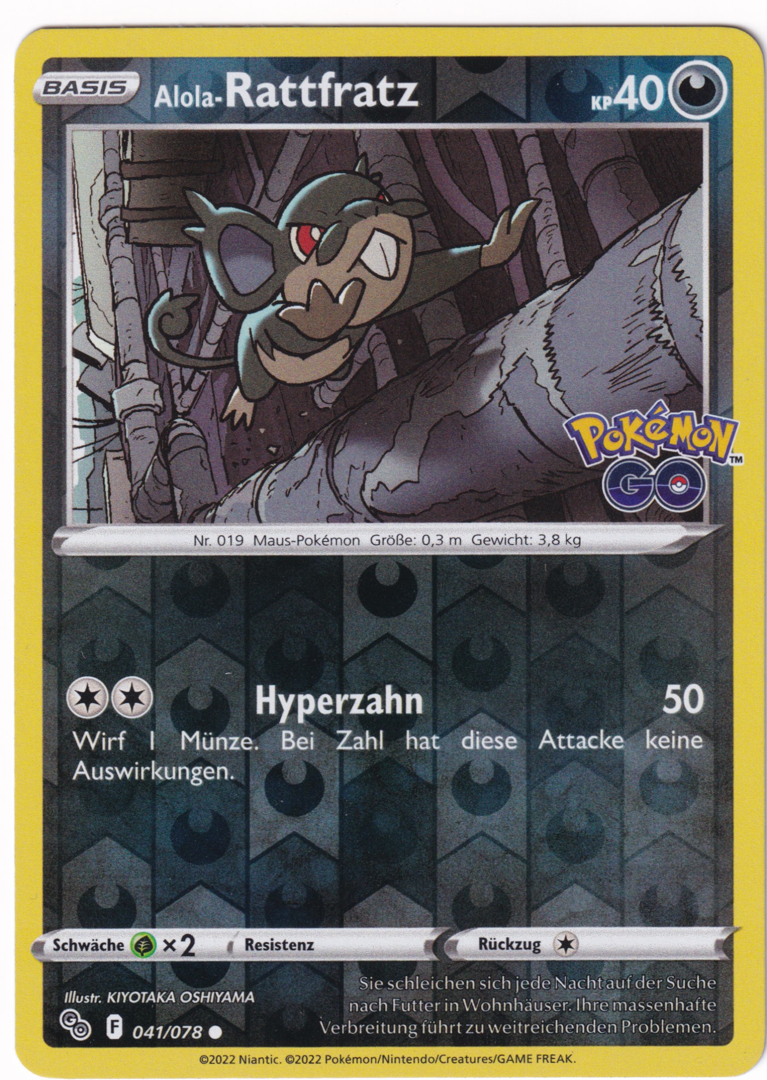 Alola-Rattfratz 041 /78 Common Reverse Holo - Pokemon Go Deutsch