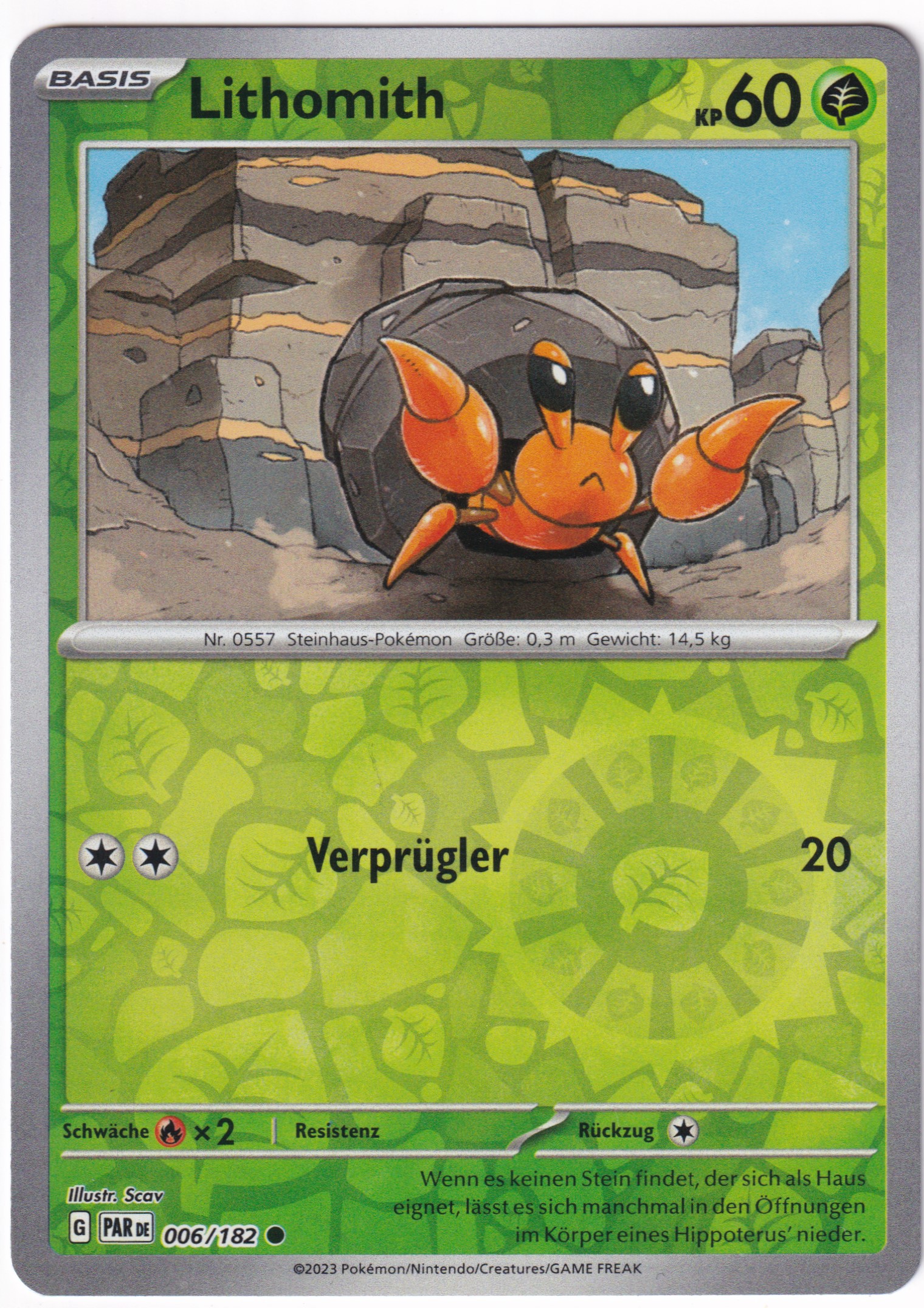 Lithomith 006/182 Common Reverse Holo - Karmesin & Purpur - Paradoxrift Deutsch