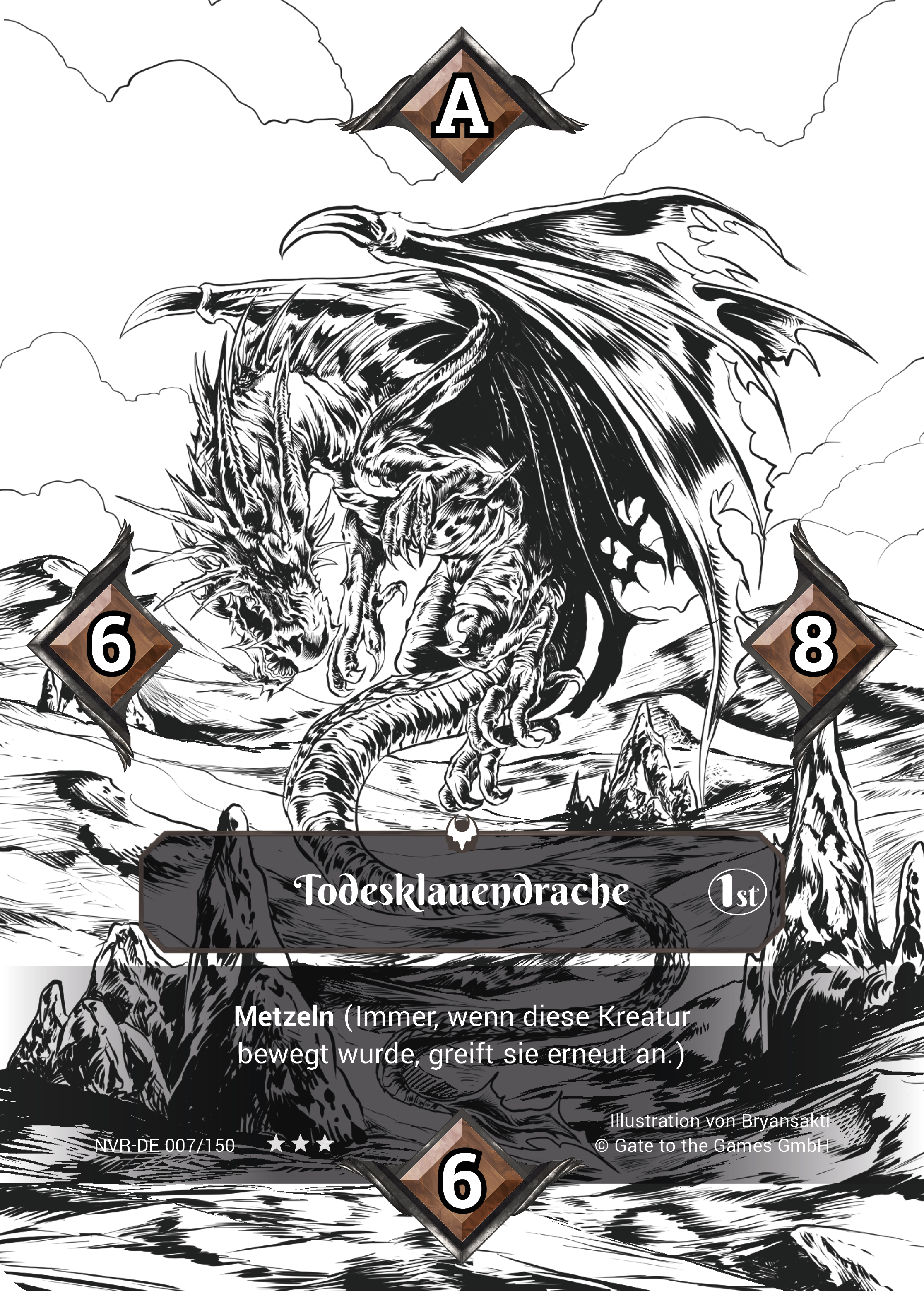 Todesklauendrache 007/150 Alt Art Parallel Foil - Alpha 1. Edition DE