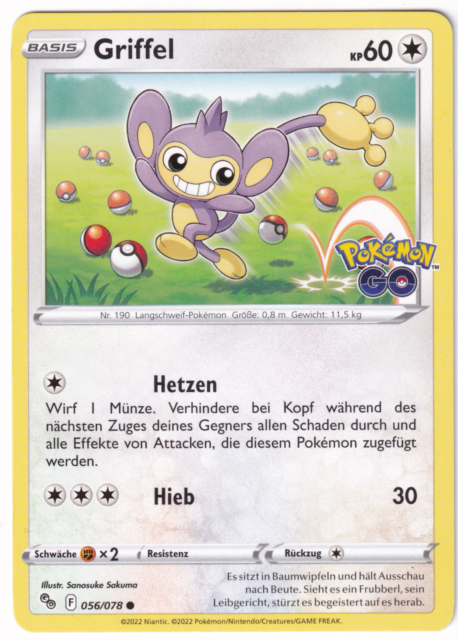 Griffel 056 /78 Common - Pokemon Go Deutsch