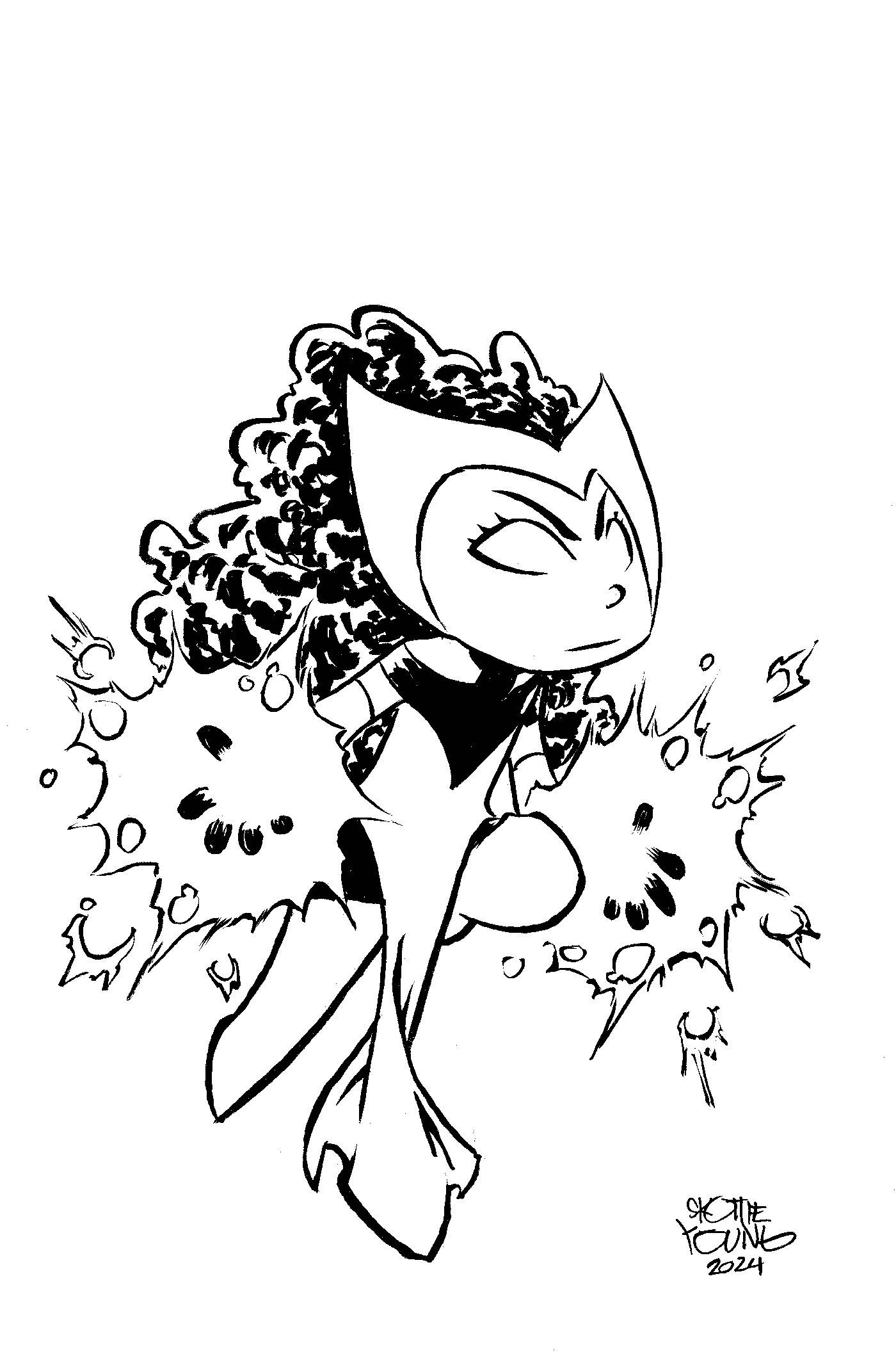 SCARLET WITCH #1 - 1:50 INCV YOUNG BIG MARVEL VIRGIN BW VARIANT