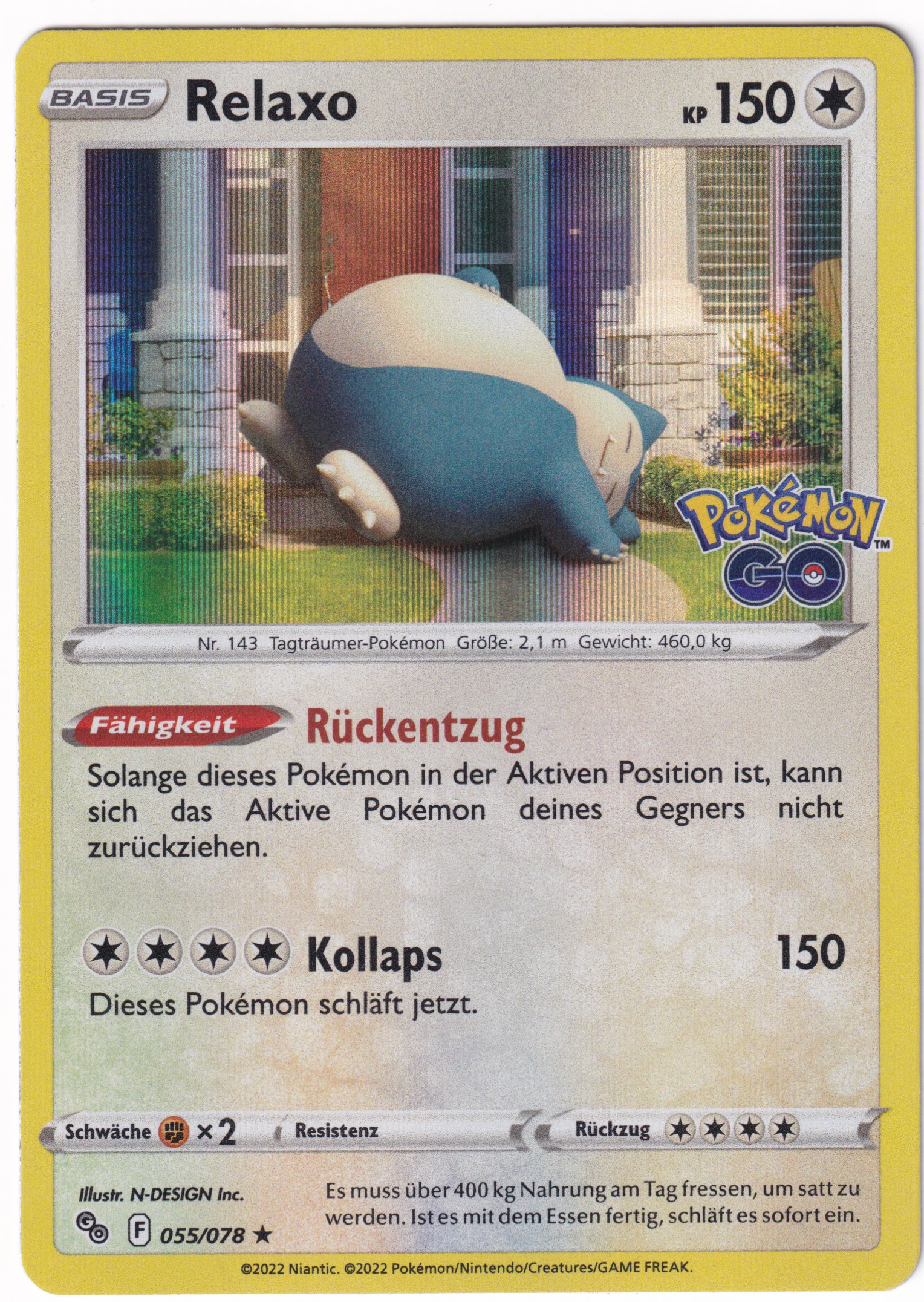 Relaxo 055 /78 Rare Holo - Pokemon Go Deutsch