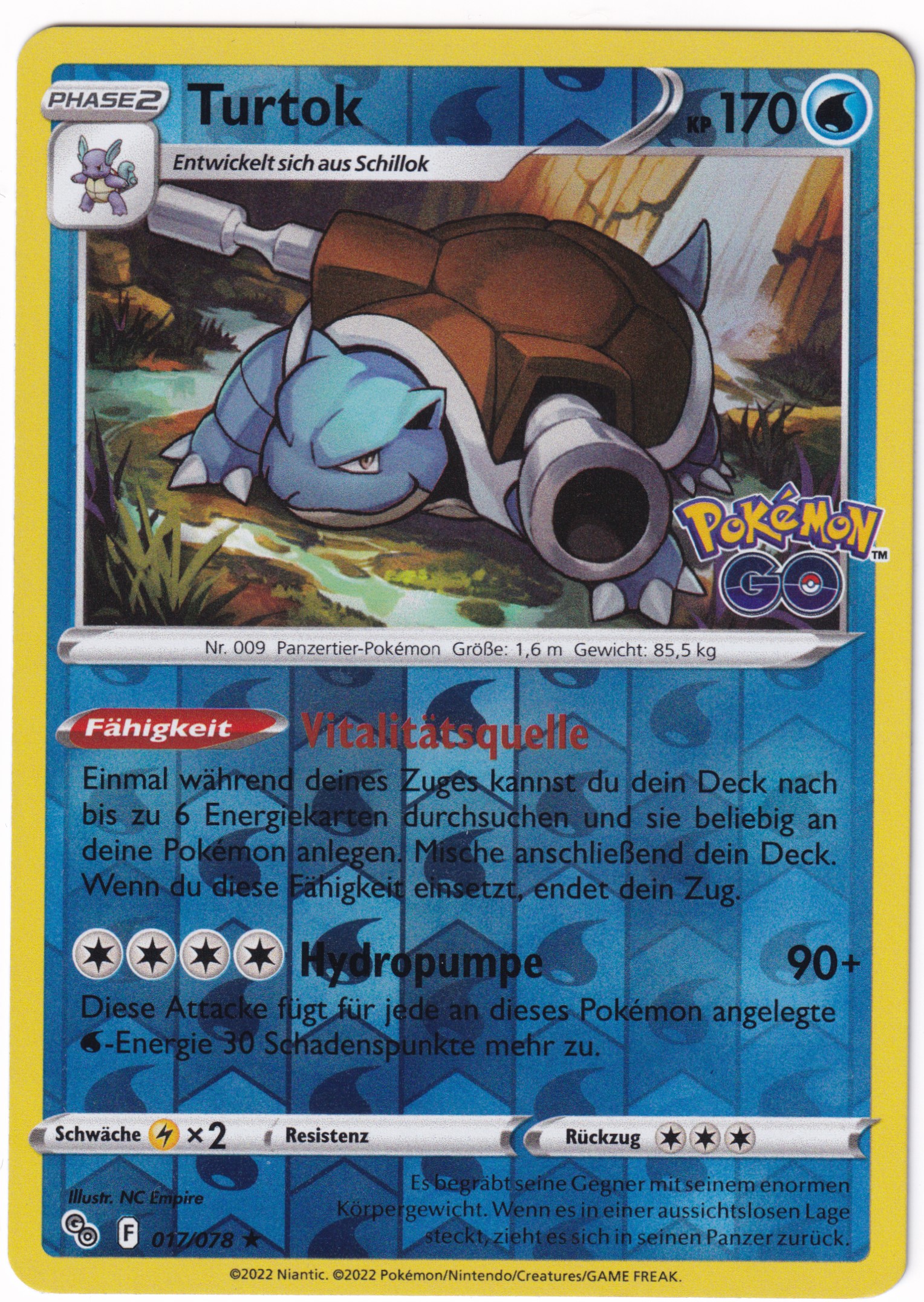Turtok 017 /78 Rare Reverse Holo - Pokemon Go Deutsch