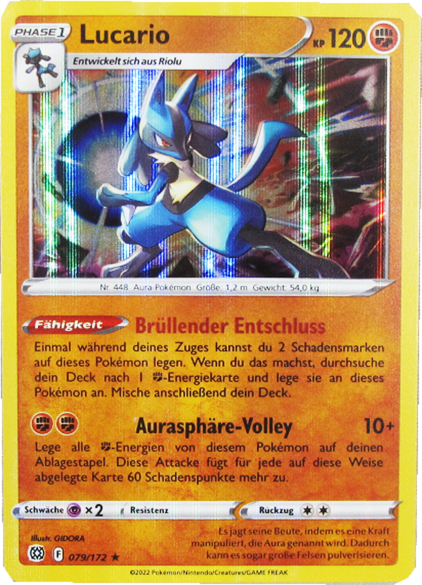 Pokemon 079/172 Lucario Holo Rare Einzelkarte deutsch