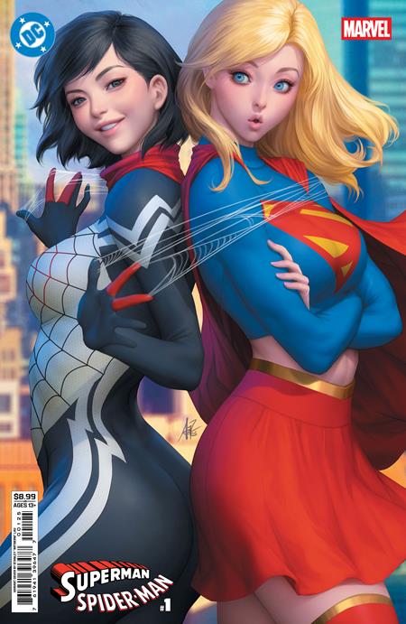 DC MARVEL SUPERMAN SPIDER-MAN #1 CVR M STANLEY ARTGERM LAU SUPERGIRL & SILK CARD STOCK VAR