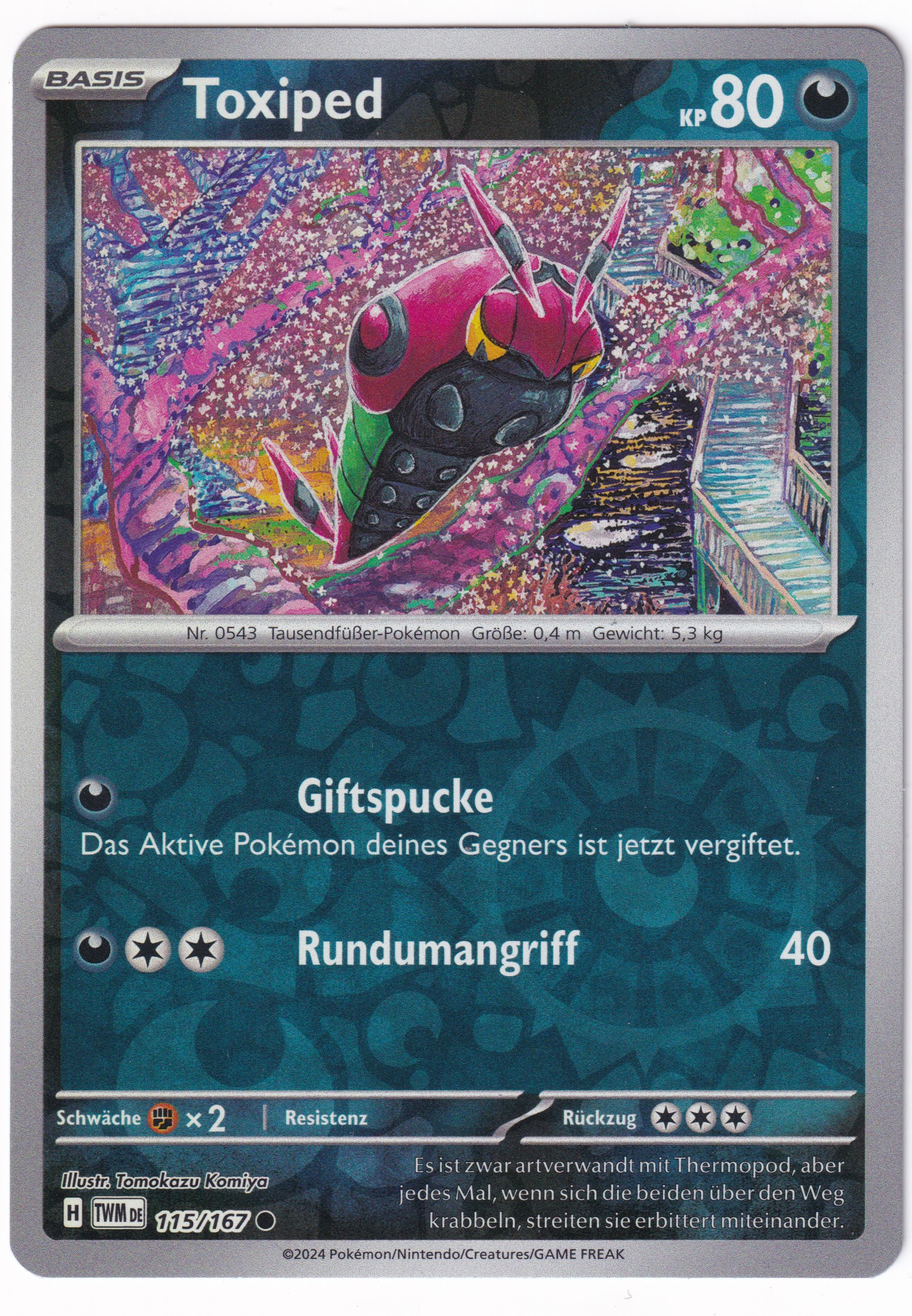 Toxiped 115/167 Common Reverse Holo - Karmesin & Purpur - Maskerade im Zwielicht Deutsch