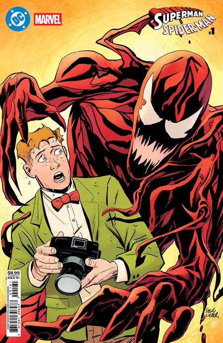 DC MARVEL SUPERMAN SPIDER-MAN #1 CVR F STEVE LIEBER JIMMY OLSEN & CARNAGE CARD STOCK VAR