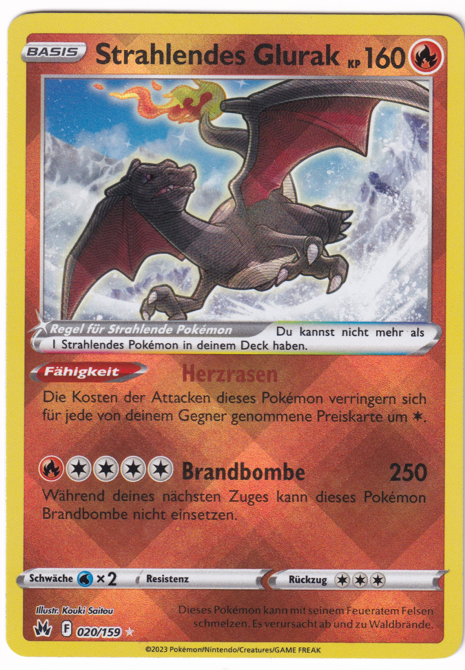 Strahlendes Glurak 020/159 Radiant Rare - Zenit der Könige Deutsch