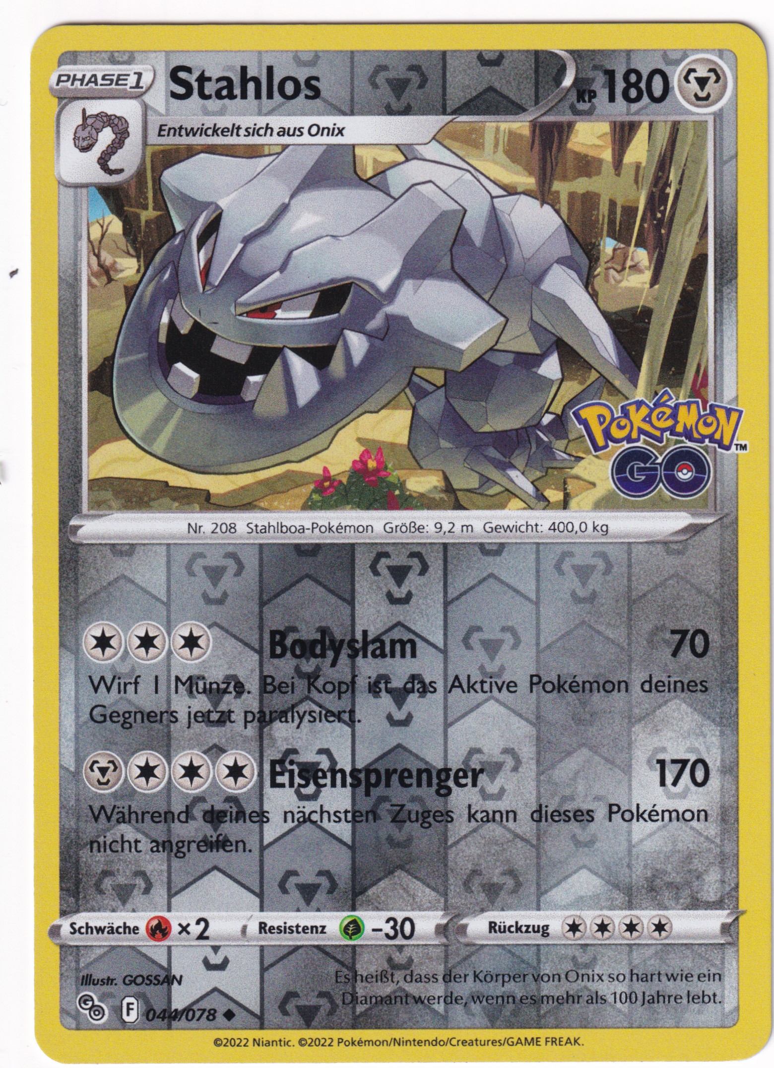 Stahlos 044 /78 Uncommon Reverse Holo - Pokemon Go Deutsch