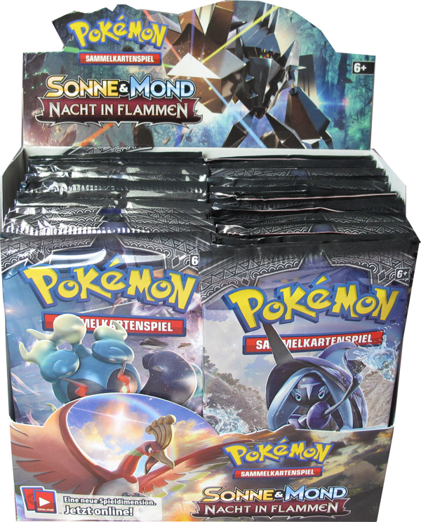 Pokemon Sonne & Mond Nacht in Flammen Booster Display