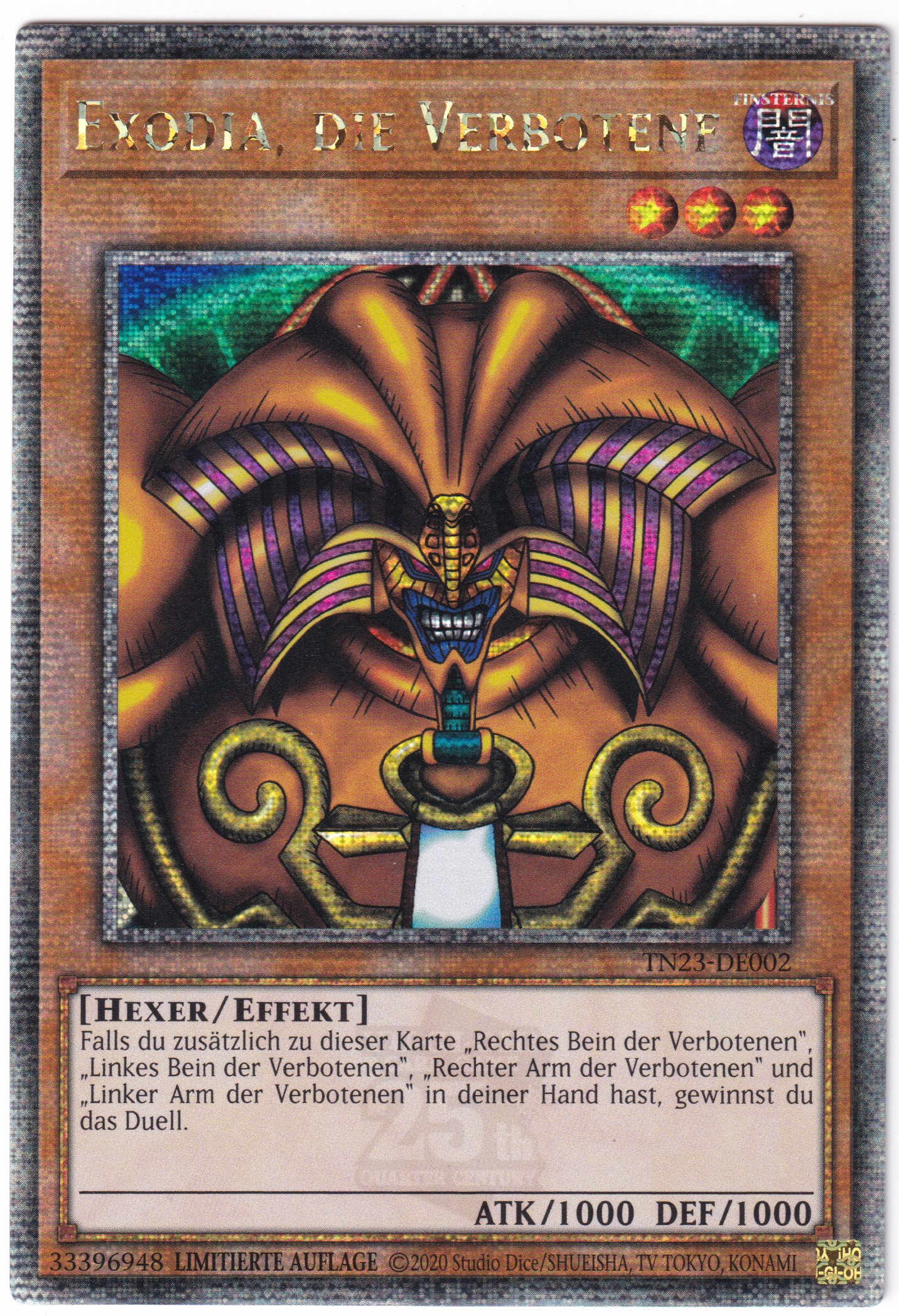 TN23-DE002 Exodia, die Verbotene - Quarter Century Secret Rare deutsch