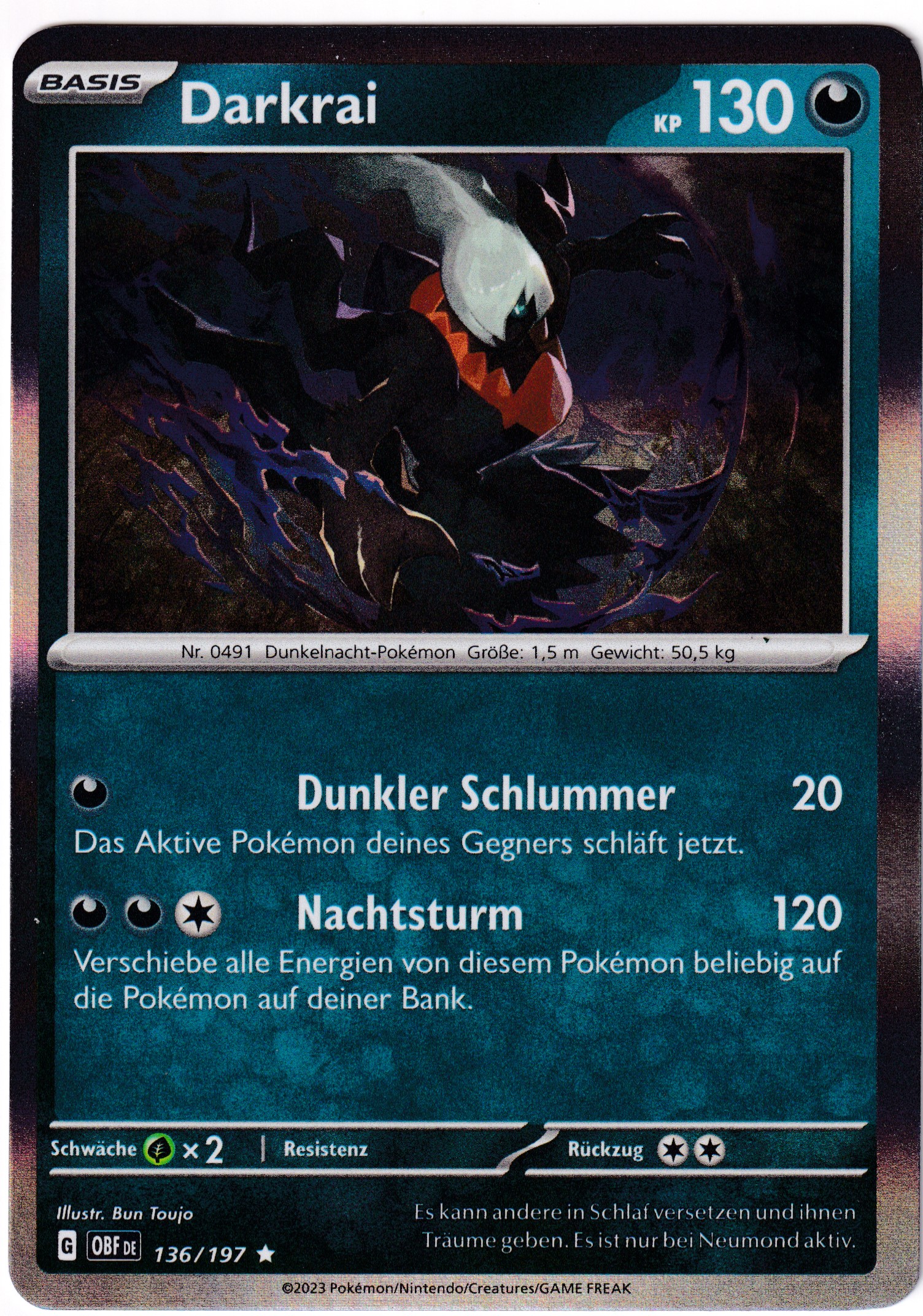 Darkrai 136/197 Rare Holo - Obsidian Flammen Deutsch