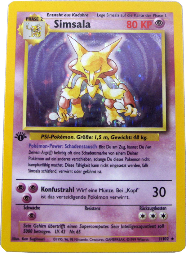 Pokemon Einzelkarte Base Set Simsala 1. Edition deutsch