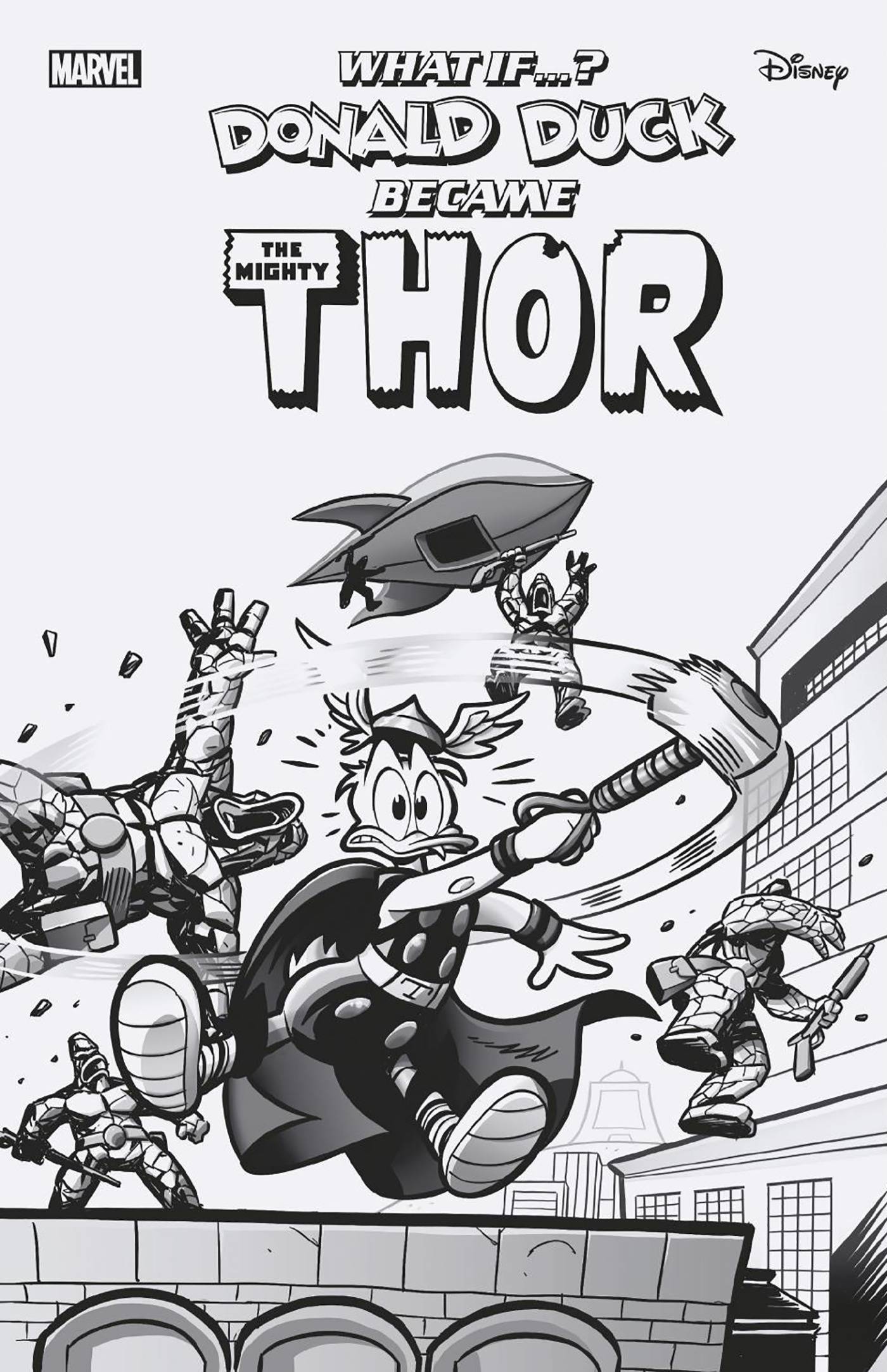 WHAT IF DONALD DUCK BECAME THOR #1 - 1:100 INCV BW VAR