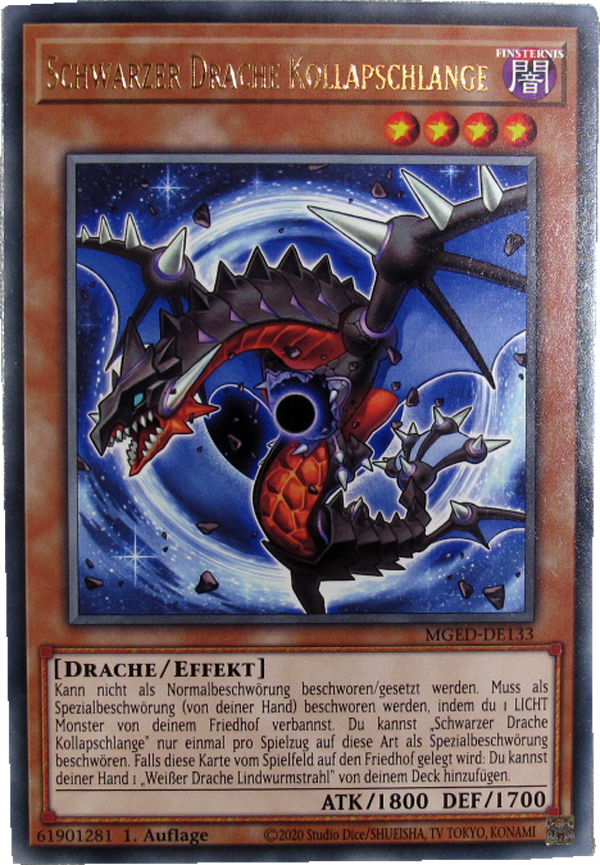 MGED-DE133 Schwarzer Drache Kollapschlange Rare mit Goldschrift deutsch