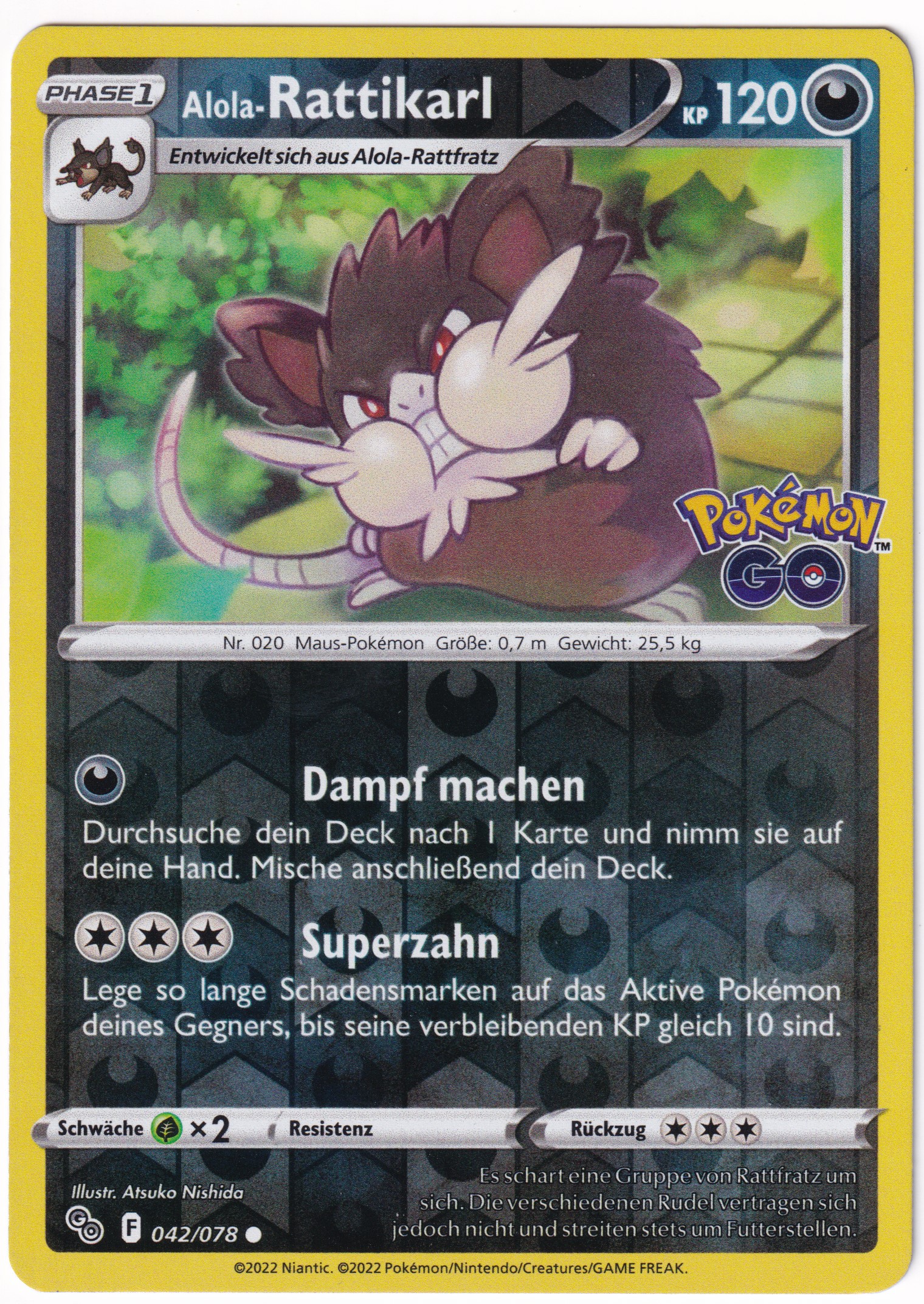 Alola-Rattikarl 042 /78 Common Reverse Holo - Pokemon Go Deutsch