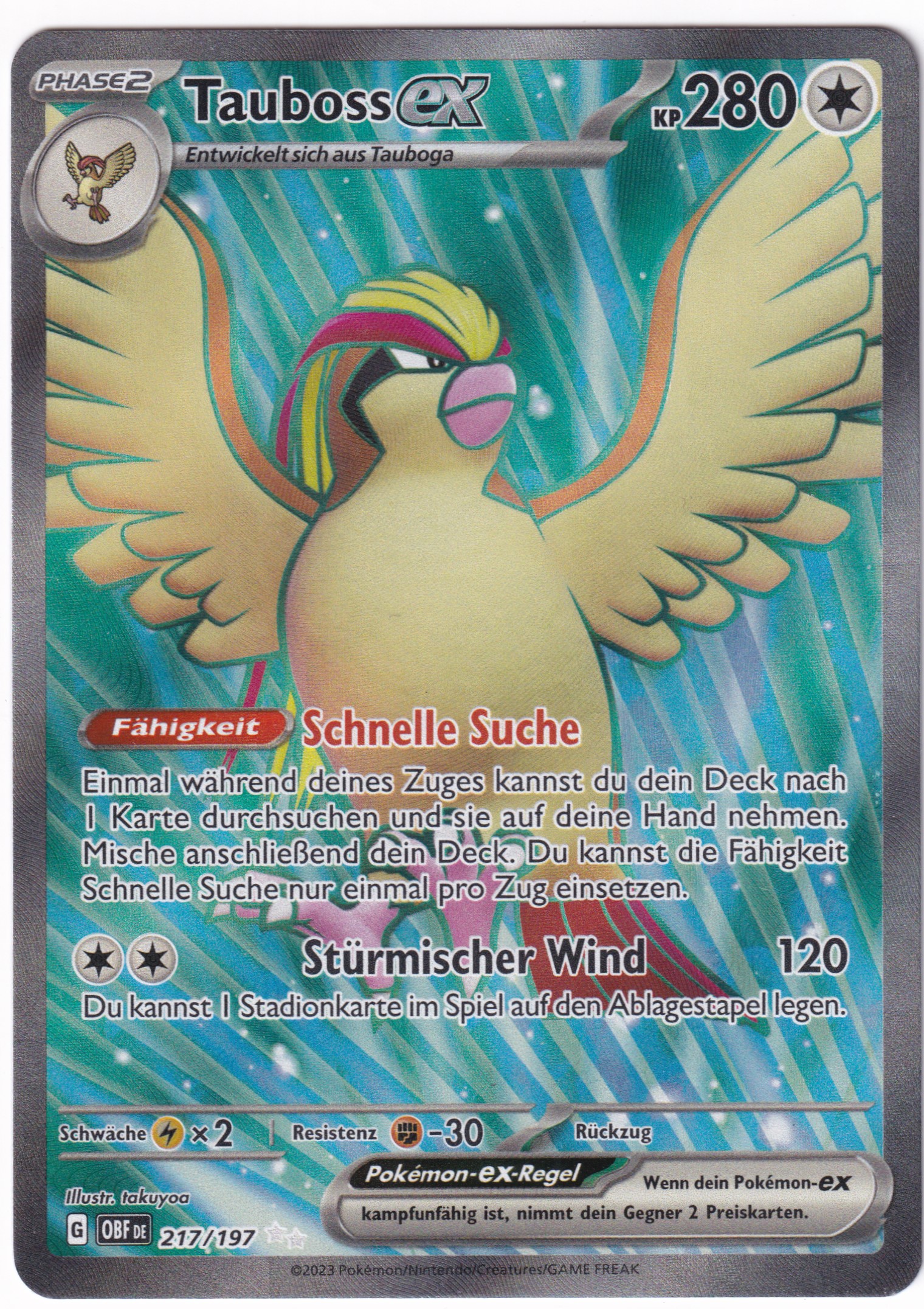 Tauboss-ex 217/197 Ultra Rare - Obsidian Flammen Deutsch
