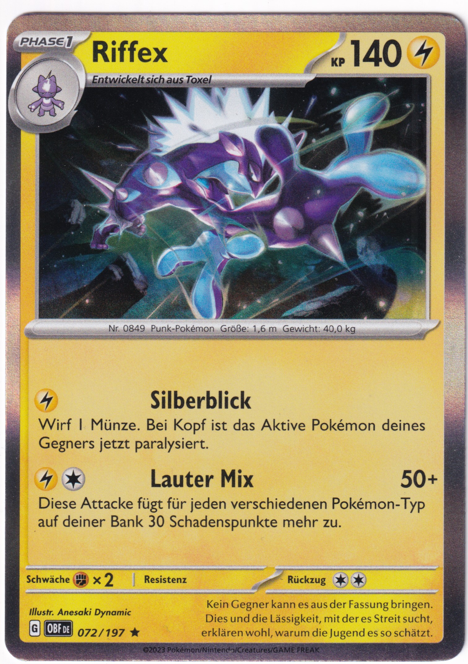 Riffex 072/197 Rare Holo - Obsidian Flammen Deutsch