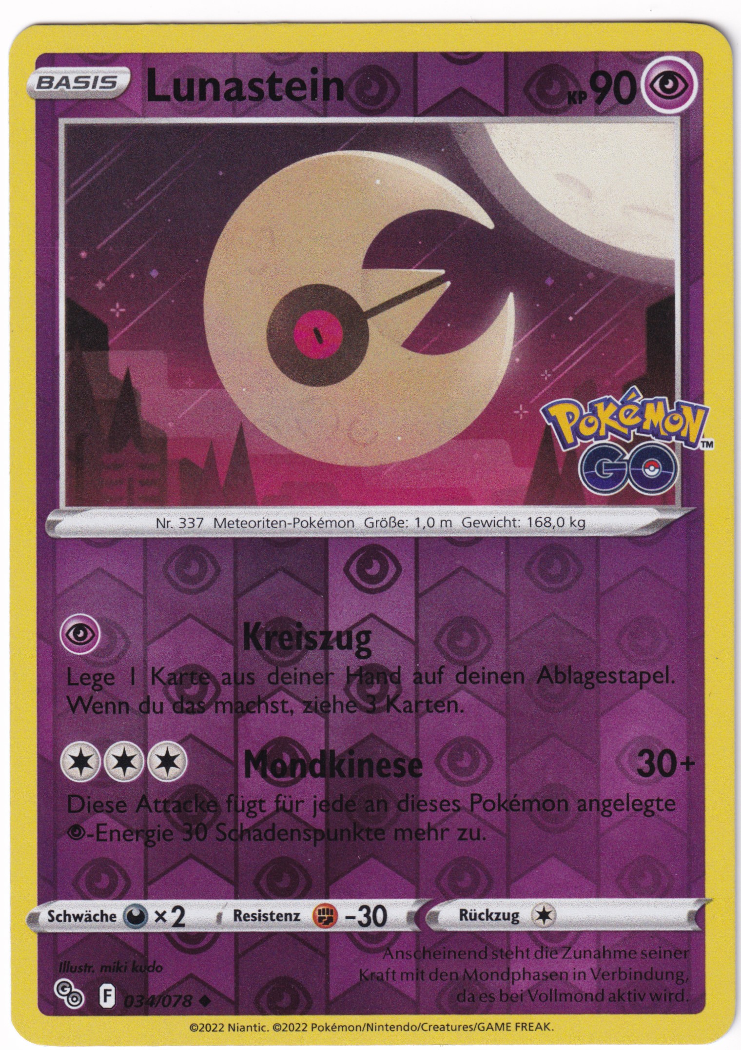 Lunastein 034 /78 Uncommon Reverse Holo - Pokemon Go Deutsch