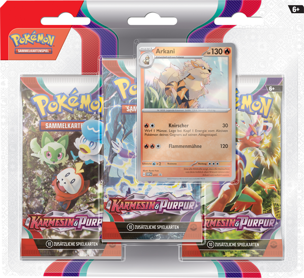 Pokemon Karmesin & Purpur 3er Booster Blister  - Arkani deutsch