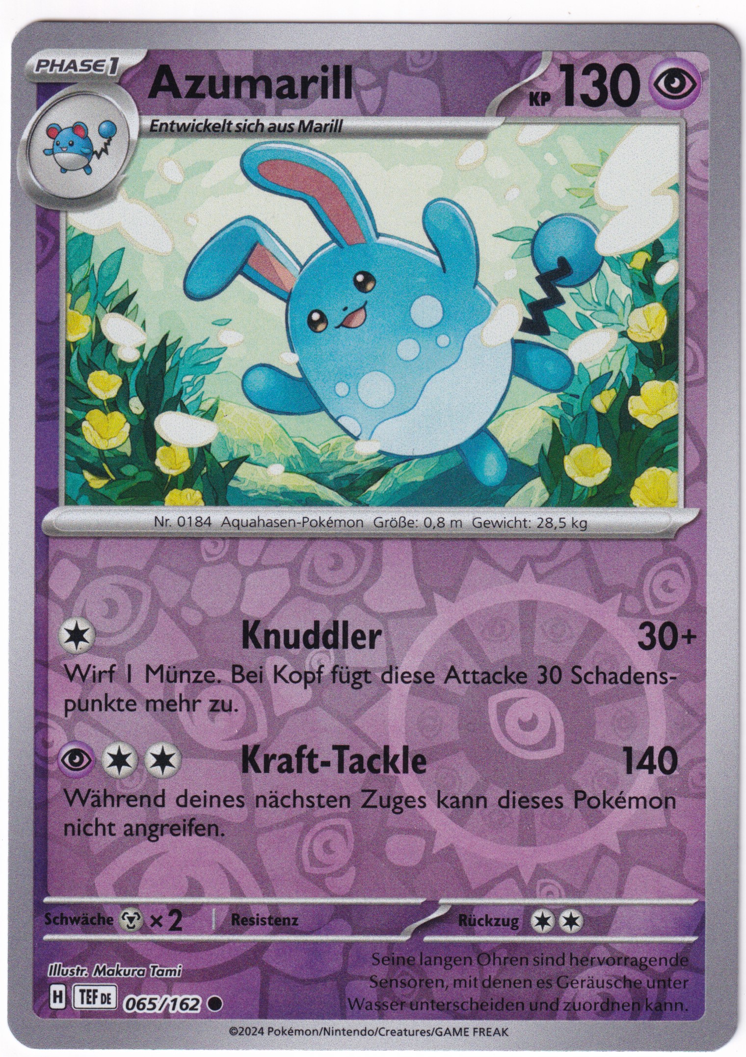 Azumarill 065/162 Common Reverse Holo - Karmesin & Purpur - Gewalten der Zeit Deutsch