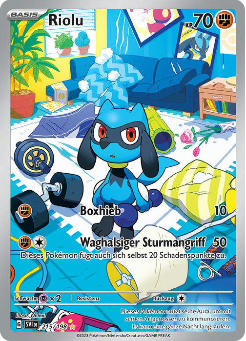 Riolu 215/198 Illustration Rare - Karmesin & Purpur Deutsch