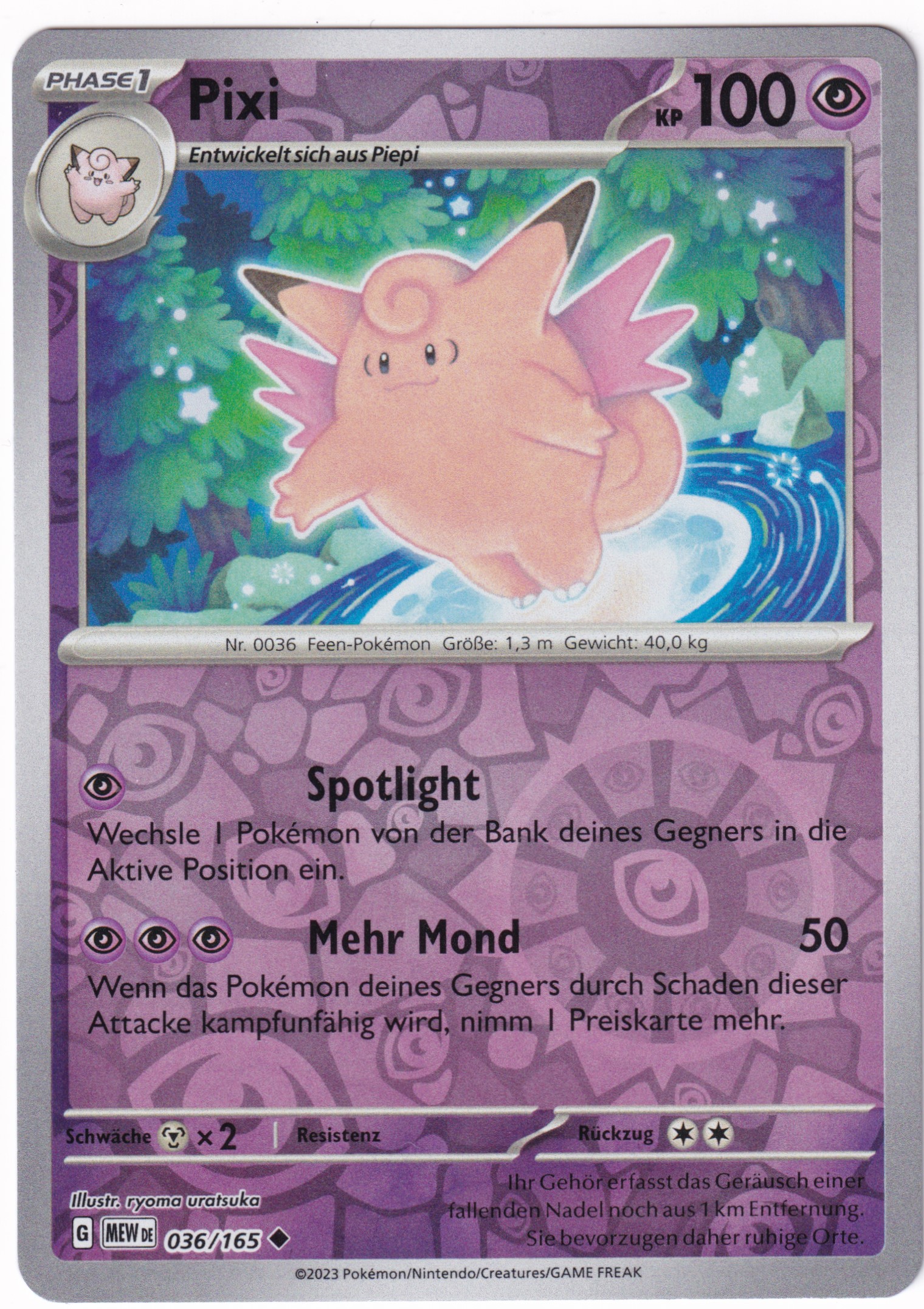 Pixi 036/165 Uncommon Reverse Holo - Karmesin & Purpur - 151 Deutsch