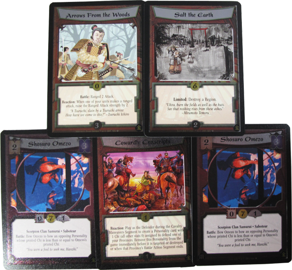 Legend of the Five Rings - Scorpion Clan Promokarten 5er Set - englisch