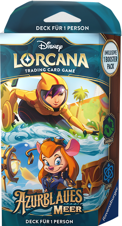 Disney Lorcana Azurblaues Meer Starter Deck - GoGo Tomago & Trixi deutsch (Smaragd & Saphir) deutsch