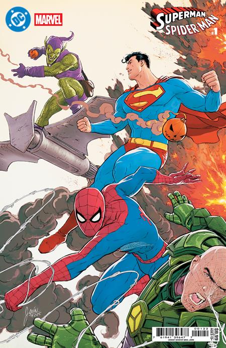 DC MARVEL SUPERMAN SPIDER-MAN #1 CVR J MIKEL JANIN LEX LUTHOR & GREEN GOBLIN CARD STOCK VAR