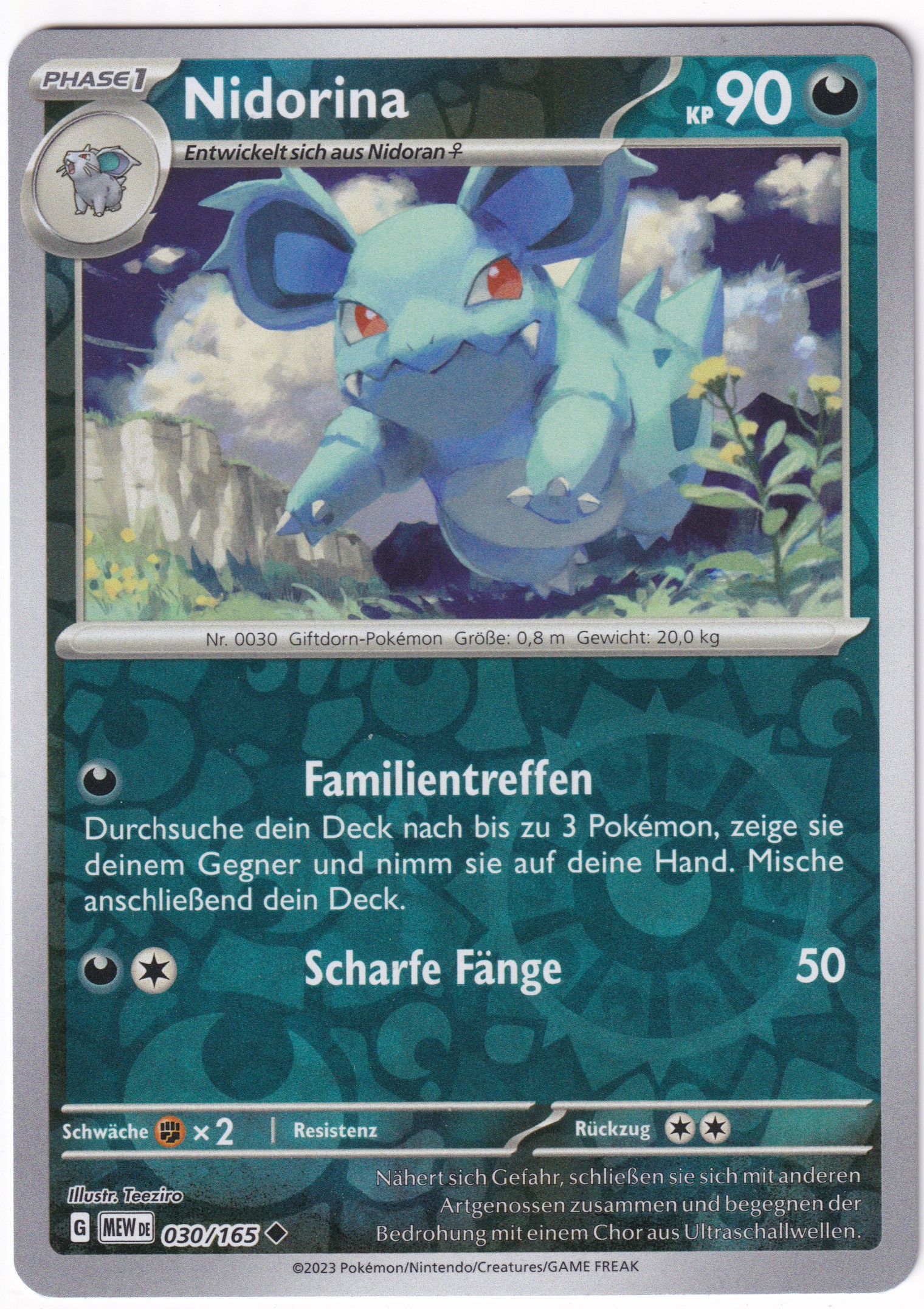 Nidorina 030/165 Uncommon Reverse Holo - Karmesin & Purpur - 151 Deutsch