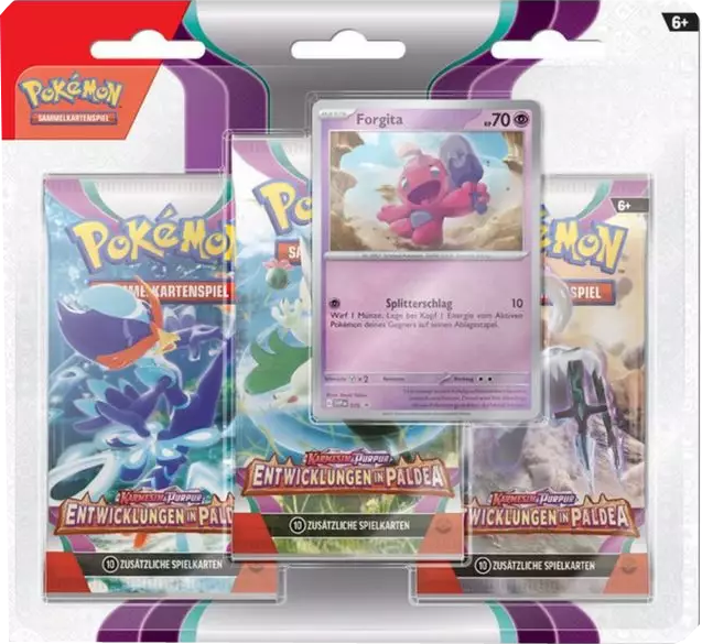 Pokemon Karmesin & Purpur Entwicklungen in Paldea 3er Booster Blister  -  Forgita deutsch
