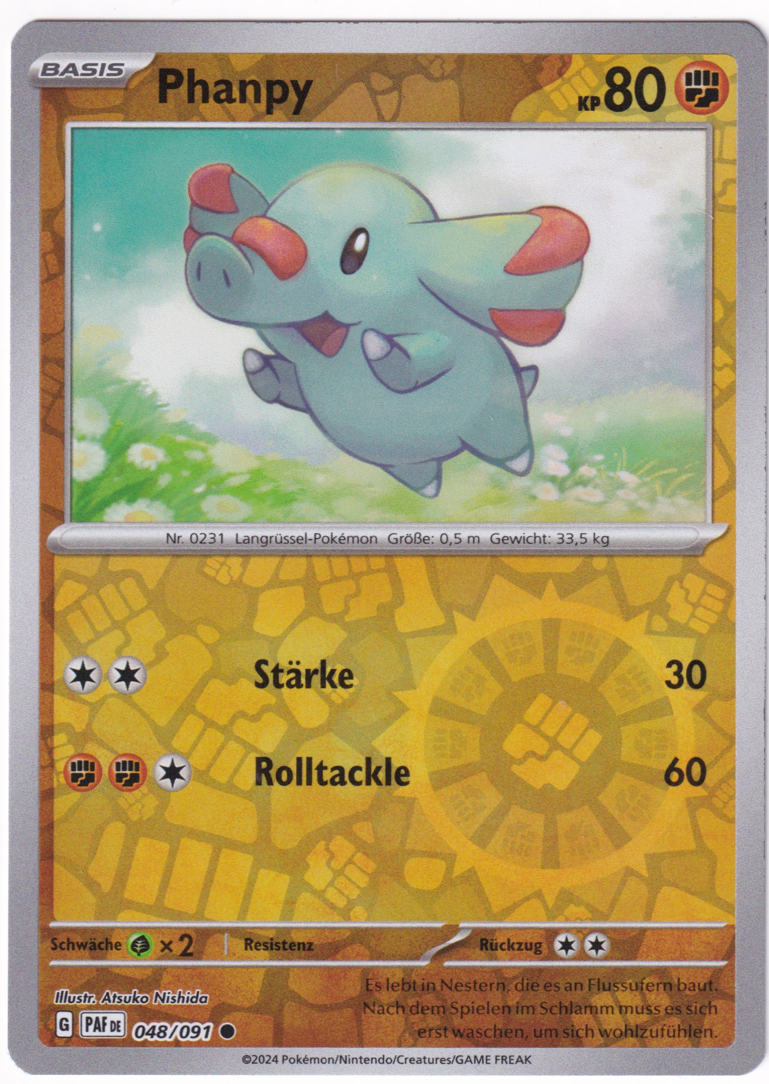 Phanpy 048/091 Common Reverse Holo - Karmesin & Purpur - Paldeas Schicksale Deutsch