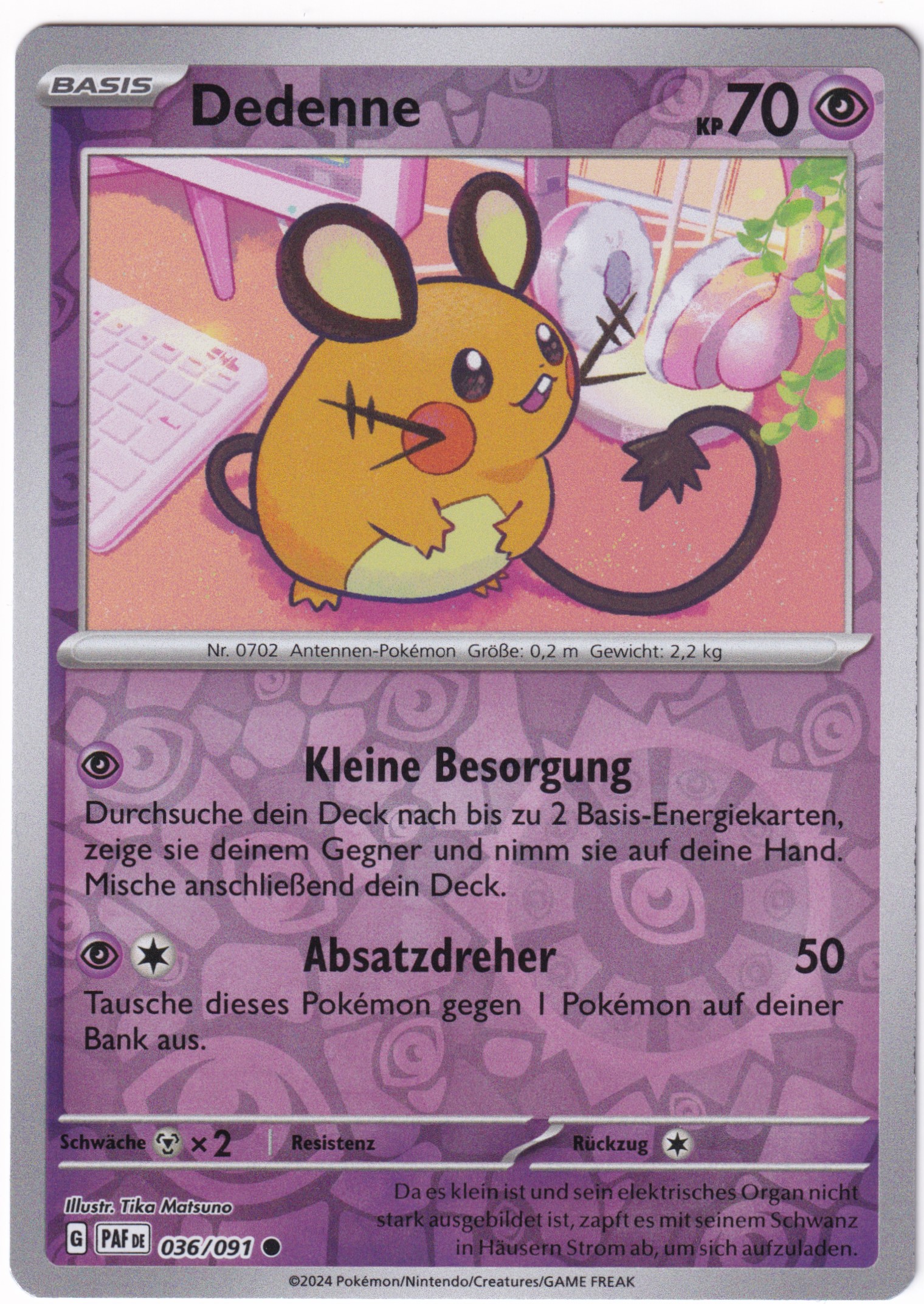 Dedenne 036/091 Common Reverse Holo - Karmesin & Purpur - Paldeas Schicksale Deutsch
