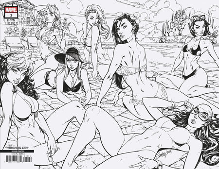 MARVEL SWIMSUIT SPECIAL: FRIENDS, FOES & RIVALS #1 J. SCOTT CAMPBELL VIRGIN 2ND PTG 1:25 WRAPAROUND VAR