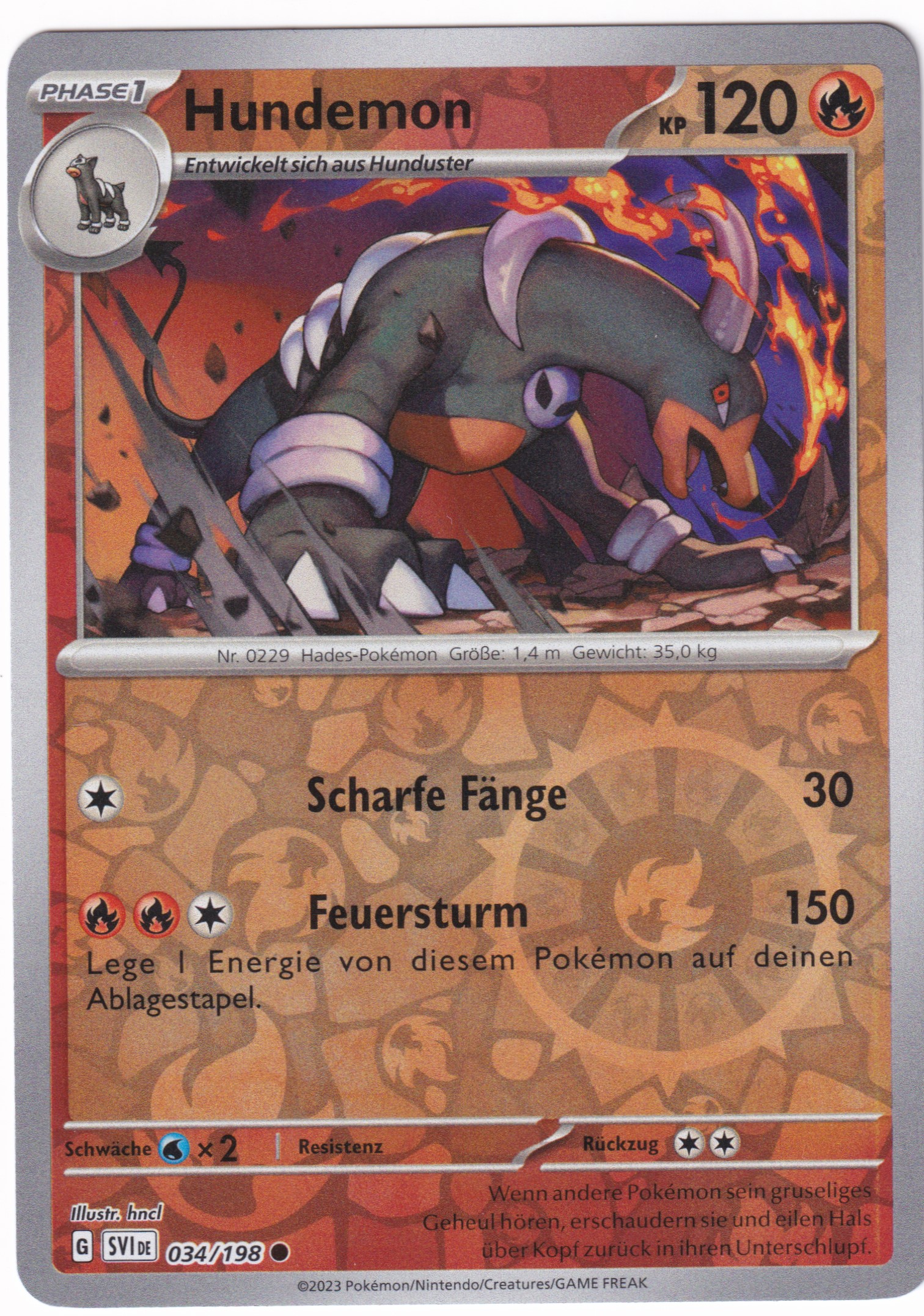 Hundemon 034/198 Common Reverse Holo  - Karmesin & Purpur Deutsch