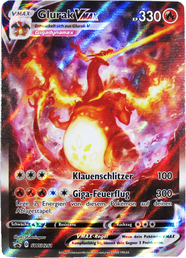 Pokemon SWSH261 Glurak Vmax Promo Einzelkarte deutsch
