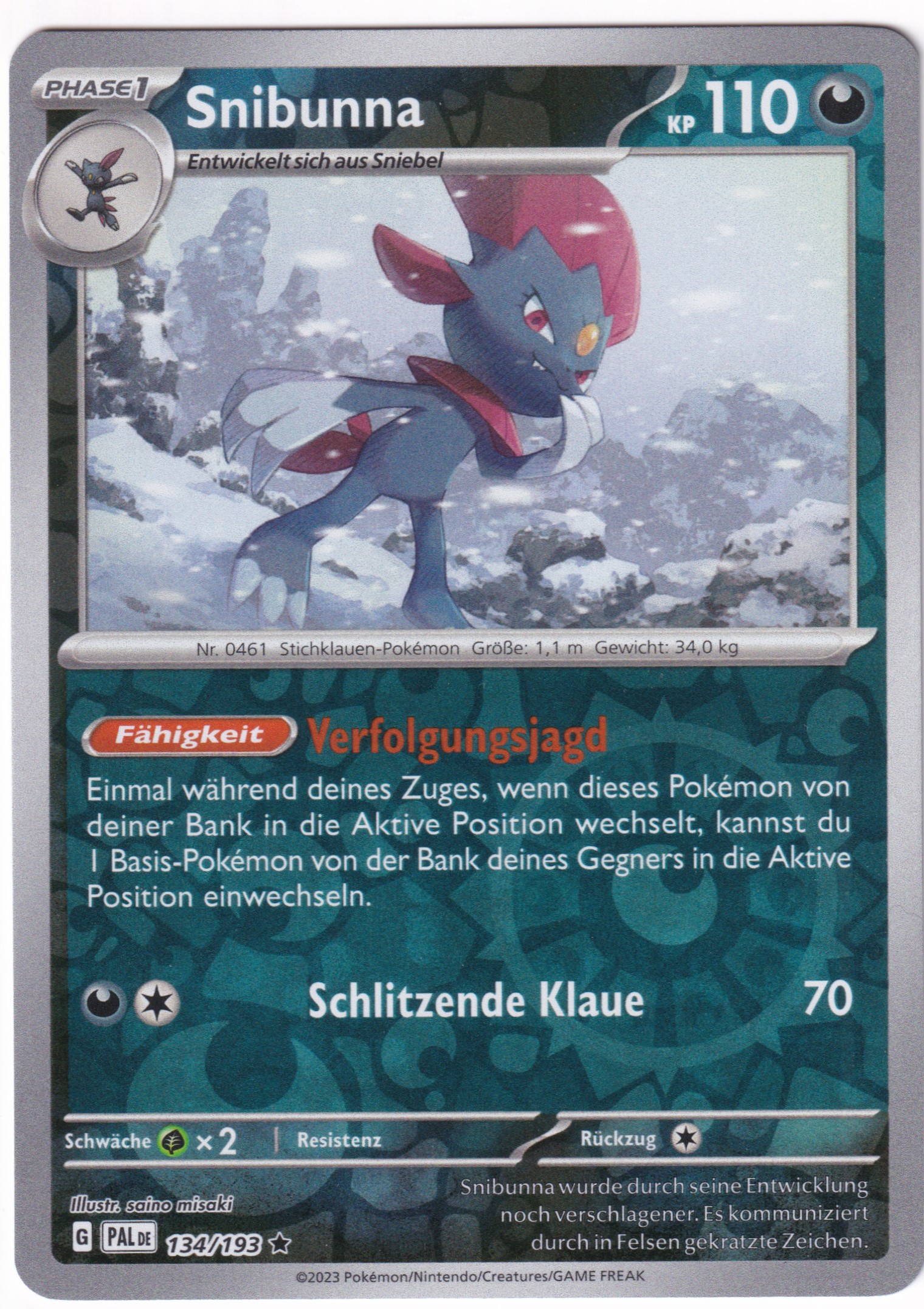 Snibunna 134/193 Rare Reverse Holo - Entwicklungen in Paldea Deutsch