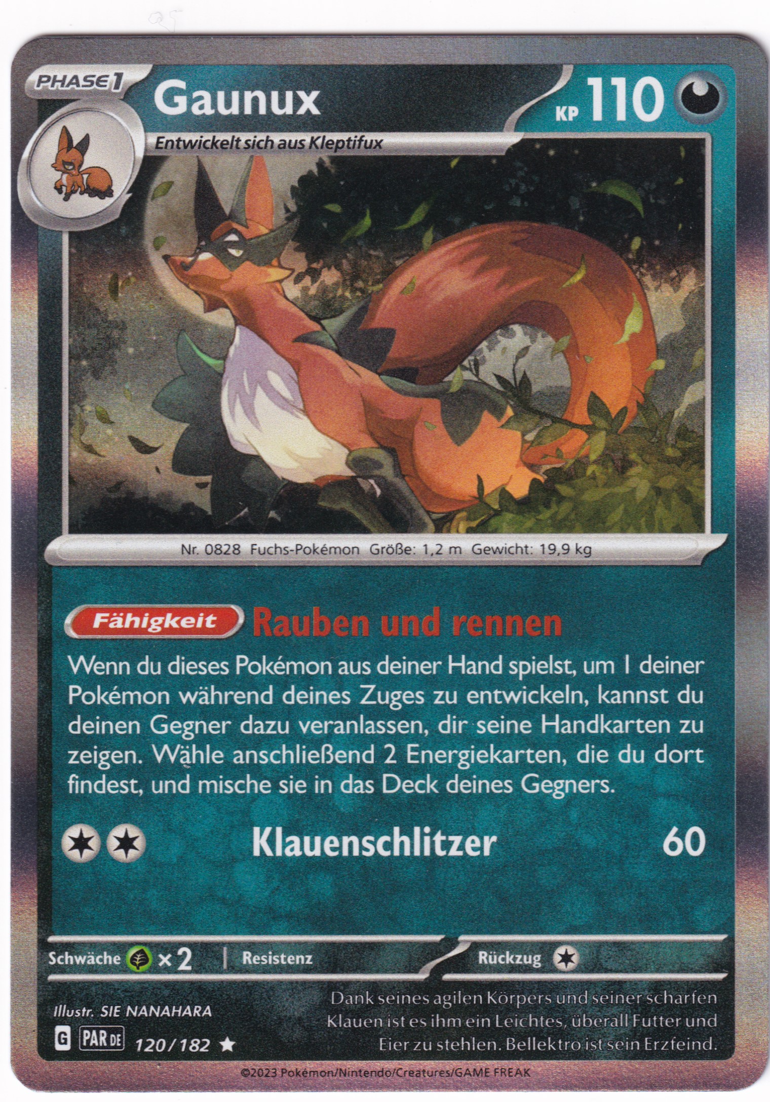 Gaunux 120/182 Rare Holo - Karmesin & Purpur - Paradoxrift Deutsch