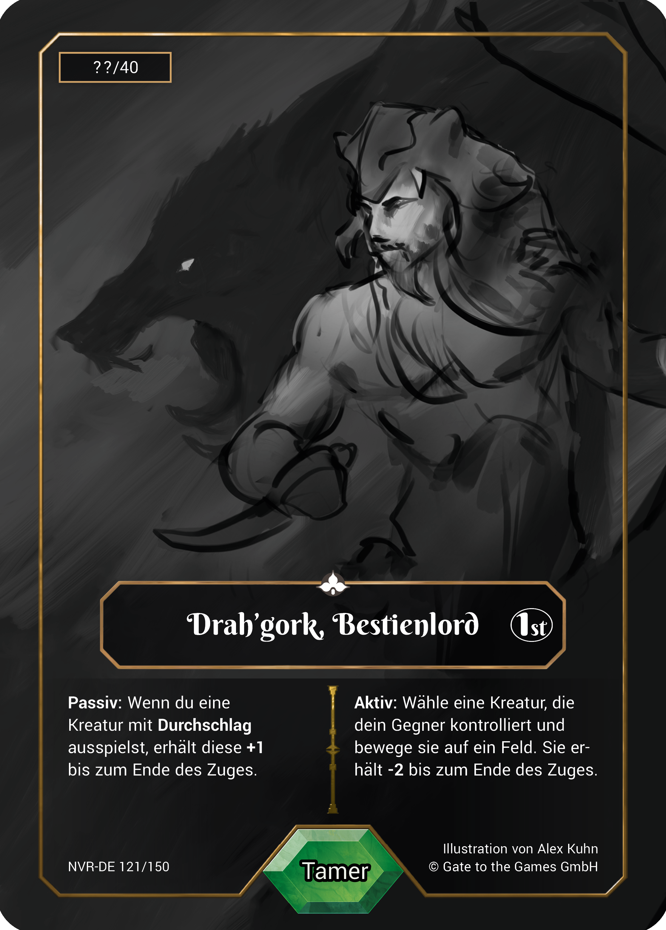 Drah'gork, Bestienlord 121/150 Box Topper Parallel Foil - Alpha 1. Edition DE