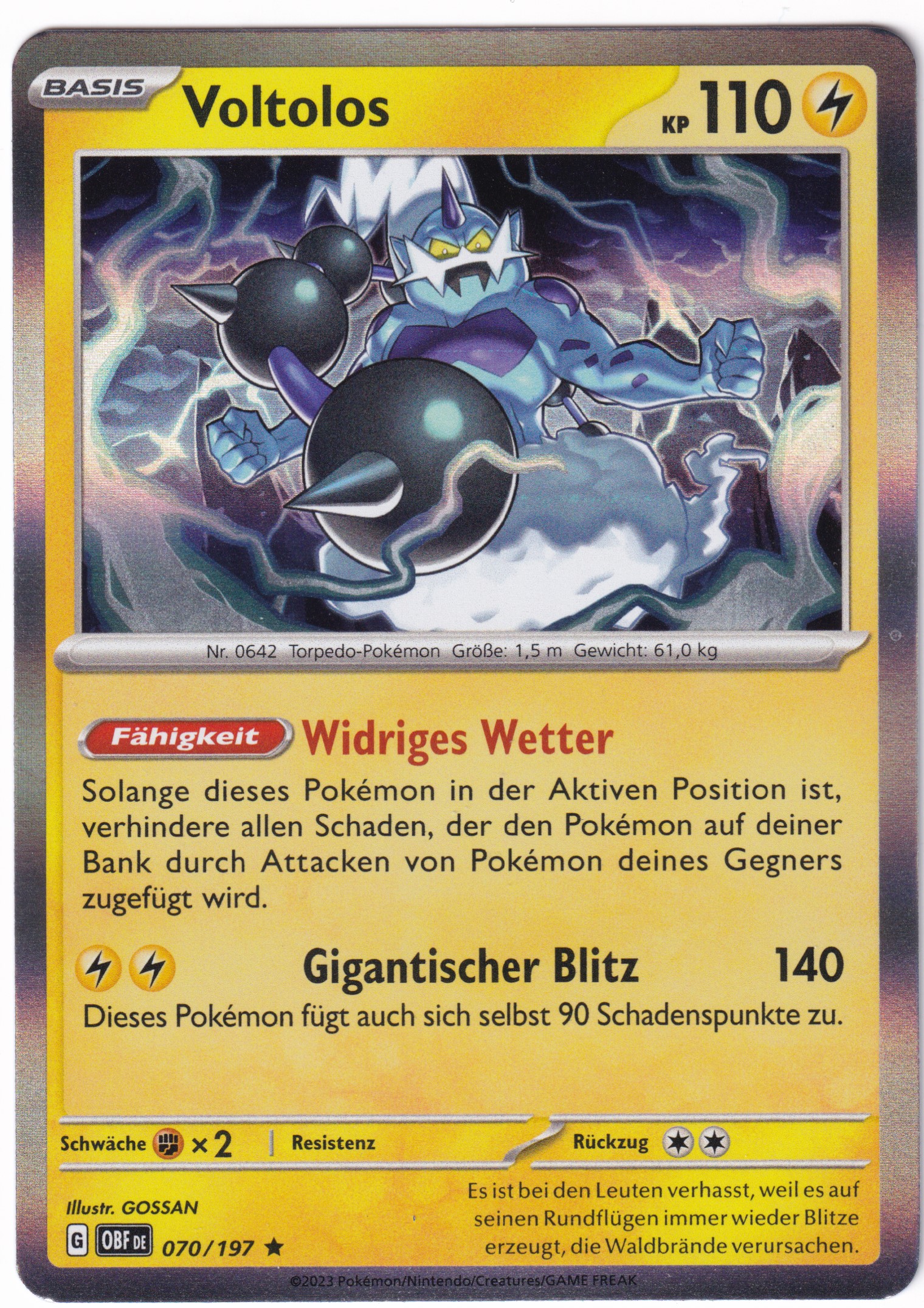 Voltolos 070/197 Rare Holo - Obsidian Flammen Deutsch