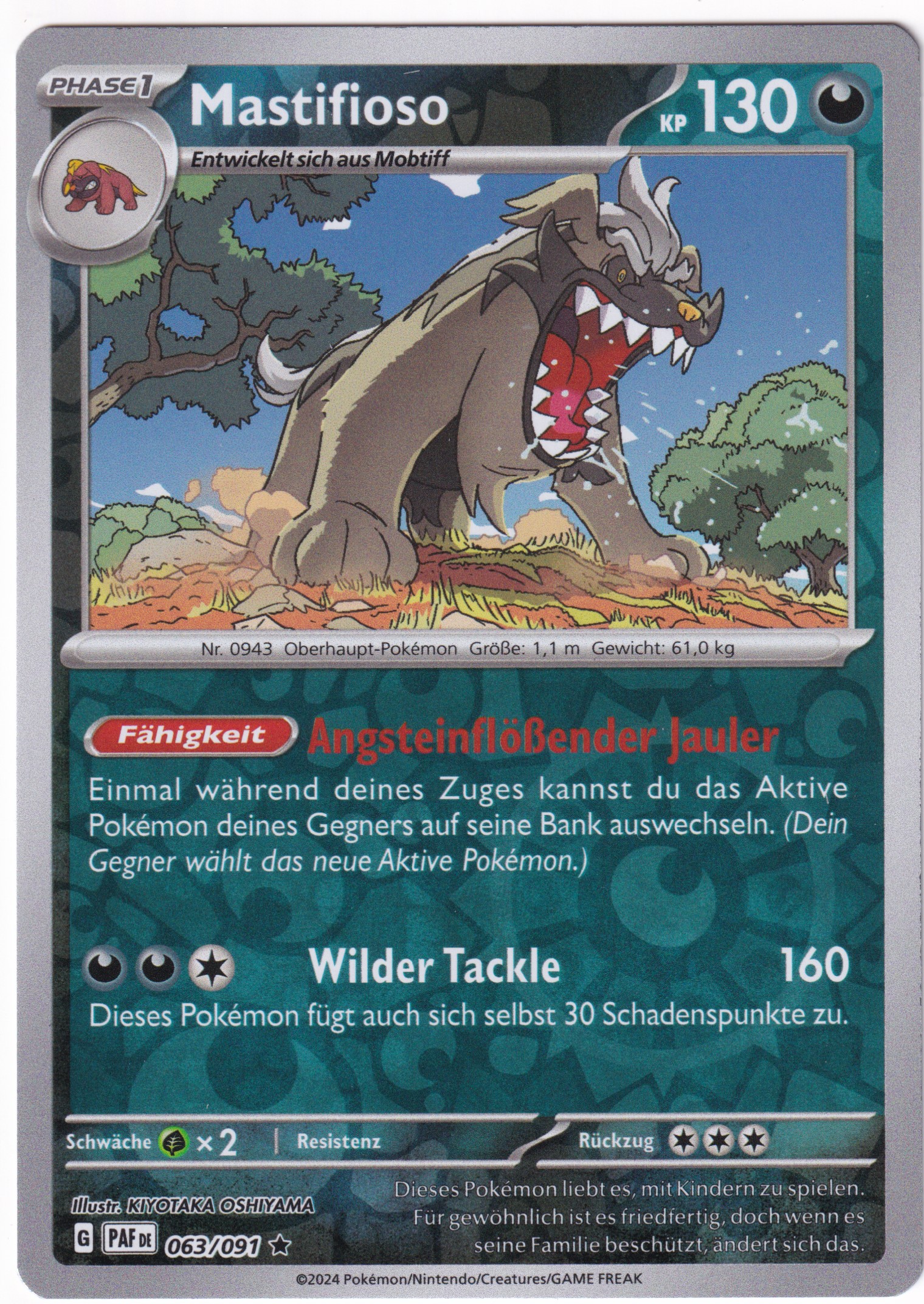Mastifioso 063/091 Rare Reverse Holo - Karmesin & Purpur - Paldeas Schicksale Deutsch